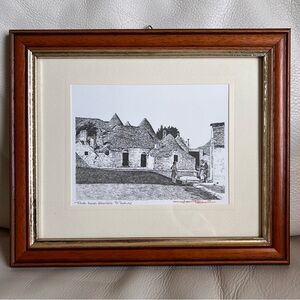 Framed Artwork Drawing "Trulli houses-Alberobello" R. Zacharias Signed